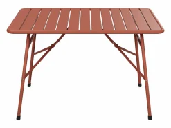 Comedor de jardín plegable de metal: Una mesa L.110 cm + 2 bancos - Terracotta - MIRMANDE de Comedores De Jardín