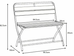 Comedor de jardín plegable de metal: Una mesa L.110 cm + 2 bancos - Terracotta - MIRMANDE de Comedores De Jardín