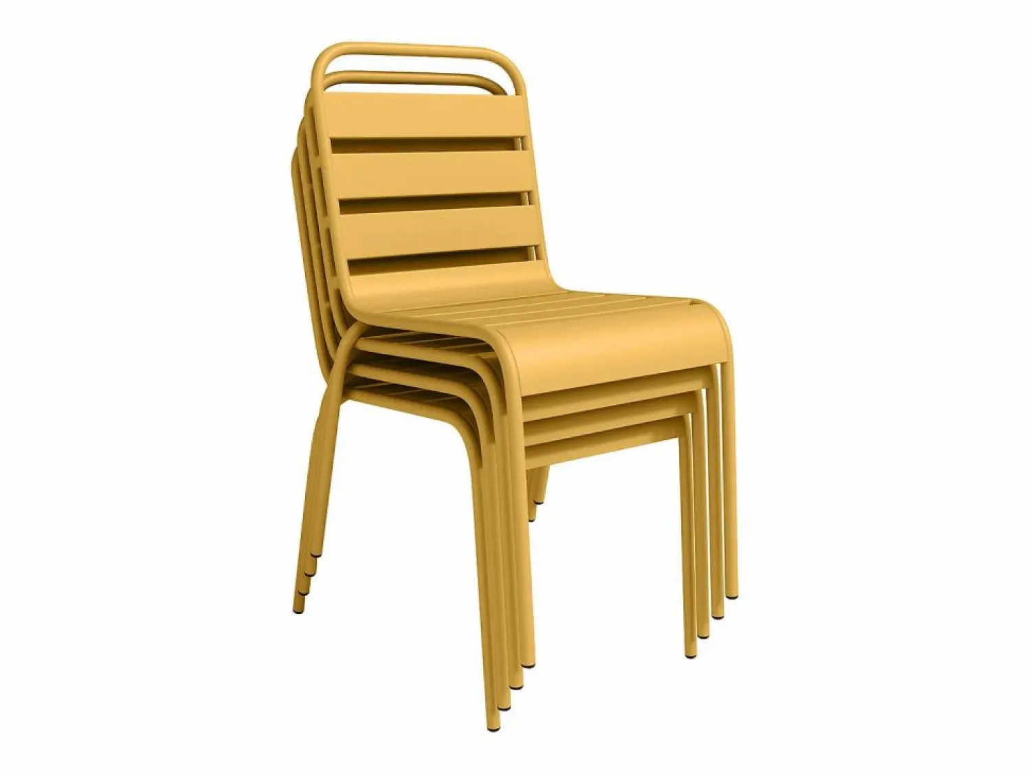 Sale MYLIA Comedor jardín metal - una mesa D.60cm y 2 sillas apilables - Amarillo - MIRMANDE Mostaza