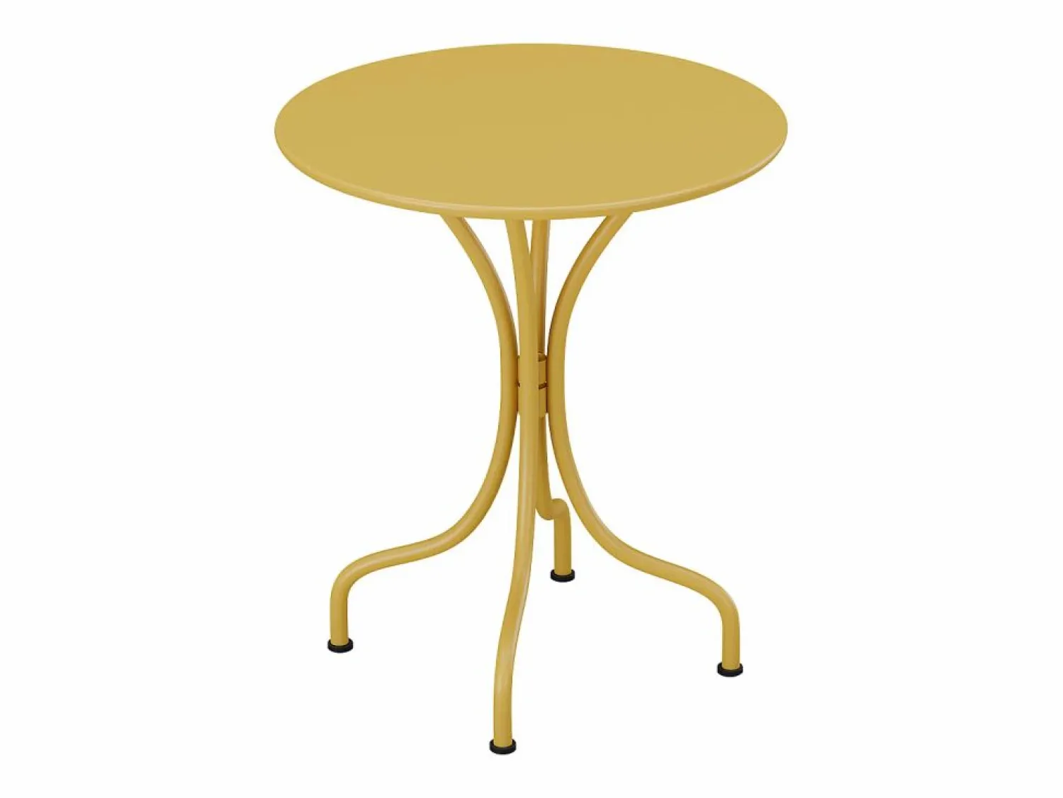 Sale MYLIA Comedor jardín metal - una mesa D.60cm y 2 sillas apilables - Amarillo - MIRMANDE Mostaza