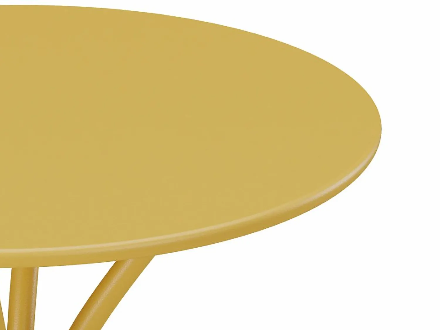 Sale MYLIA Comedor jardín metal - una mesa D.60cm y 2 sillas apilables - Amarillo - MIRMANDE Mostaza