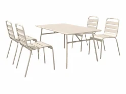 MYLIA Comedor jardín metal - una mesa de 160 cm y 4 sillas apilables color - MIRMANDE