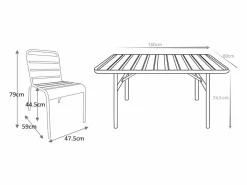 MYLIA Comedor jardín metal - una mesa de 160 cm y 4 sillas apilables color - MIRMANDE