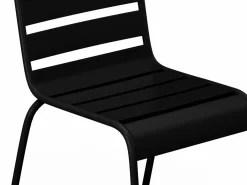 Clearance MYLIA Comedor jardín metal - una mesa L.160 cm y 4 sillas apilables - MIRMANDE Negro