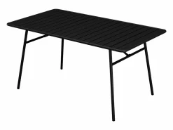 Clearance MYLIA Comedor jardín metal - una mesa L.160 cm y 4 sillas apilables - MIRMANDE Negro