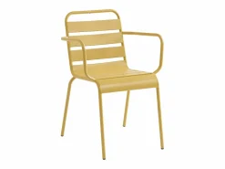 Clearance MYLIA Comedor jardín metal mesa An. 160 cm 2 sillas 4 sillas - Amarillo MIRMANDE Mostaza