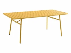 Clearance MYLIA Comedor jardín metal mesa An. 160 cm 2 sillas 4 sillas - Amarillo MIRMANDE Mostaza