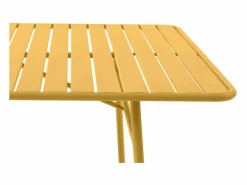 Clearance MYLIA Comedor jardín metal mesa An. 160 cm 2 sillas 4 sillas - Amarillo MIRMANDE Mostaza