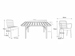 Clearance MYLIA Comedor jardín metal mesa An. 160 cm 2 sillas 4 sillas - Amarillo MIRMANDE Mostaza
