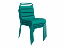 Sale Comedor jardín metal mesa y 2 sillas apilables azul pato - MIRMANDE Comedores De Jardín
