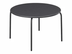 Online MYLIA Comedor jardín metal mesa redonda y 6 sillas apilables - MIRMANDE Gris antracita