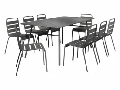 Clearance Comedor jardín metal mesa y 8 sillas apilables - MIRMANDE de Comedores De Jardín