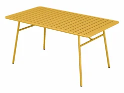 Clearance Comedor jardín metal mesa y 8 sillas apilables - Amarillo - MIRMANDE Comedores De Jardín