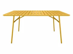Clearance Comedor jardín metal mesa y 8 sillas apilables - Amarillo - MIRMANDE Comedores De Jardín