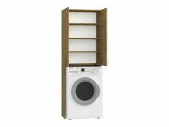 Best TOPESHOP COMO - Mueble para lavadora de estilo moderno - 183x64x30 - 2 puertas+4 baldas Color natural oscuro