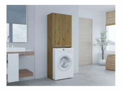 Best TOPESHOP COMO - Mueble para lavadora de estilo moderno - 183x64x30 - 2 puertas+4 baldas Color natural oscuro