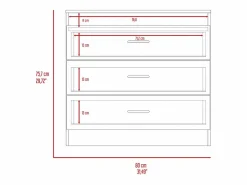 Best Comoda Melia en melamino con 3 cajones de rieles metalicos , , 75.7 cm X 80 cm X 39.8 cm Cómoda