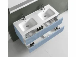 Clearance Composición bañera doble 5 piezas VENERE azul tiffany Mueble De Baño Con Doble Lavabo