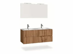 New Composición bañera doble 5 piezas VENERE roble Mueble De Baño Con Doble Lavabo