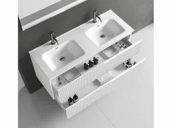 Best Composición bañera doble 5 piezas VENERE mate Mueble De Baño Con Doble Lavabo