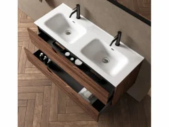 Composición de doble lavabo 5 piezas SOLMIRA roble rio Mueble De Baño Con Doble Lavabo