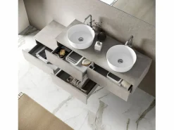 New Composición de lavabo doble ASTRA de 9 piezas havana piedra Beige
