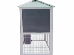 Outlet Conejera jaula de animales con doble piso de madera ES393606 Blanco