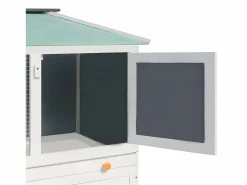 Outlet Conejera jaula de animales con doble piso de madera ES393606 Blanco