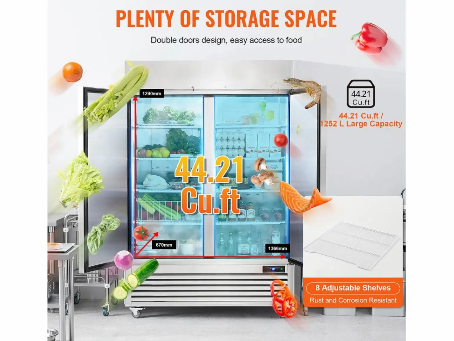Sale Congelador Comercial SucceBuy 1 100 L Vertical 2 Puertas Plateado