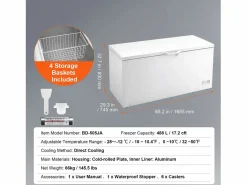 Outlet Congelador Horizontal SucceBuy de 488 L con 4 Cestas Electrodomésticos De Frío