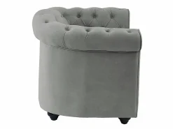 Hot Vente-unique Conjunto 2 sillones terciopelo gris plata CHESTERFIELD Gris claro