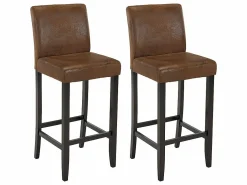 Sale Conjunto 2 taburetes bar SANTOS - Aspecto piel envejecida Muebles De Bar|Taburete Alto