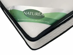 Clearance NATUREA Conjunto 180 x 200 cm King size somier canapé abatible + colchón de muelles ensacados 7 zonas - TAREVO de Color natural claro / Blanco