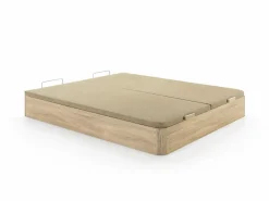 Clearance NATUREA Conjunto 180 x 200 cm King size somier canapé abatible + colchón de muelles ensacados 7 zonas - TAREVO de Color natural claro / Blanco