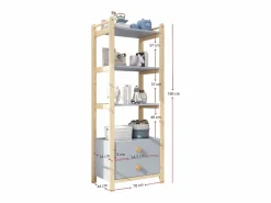 Discount Conjunto armario infantil - armario infantil + estante de almacenamiento - 4 cajones y 2 puertas - estructura de pino - + natural Muebles Niño