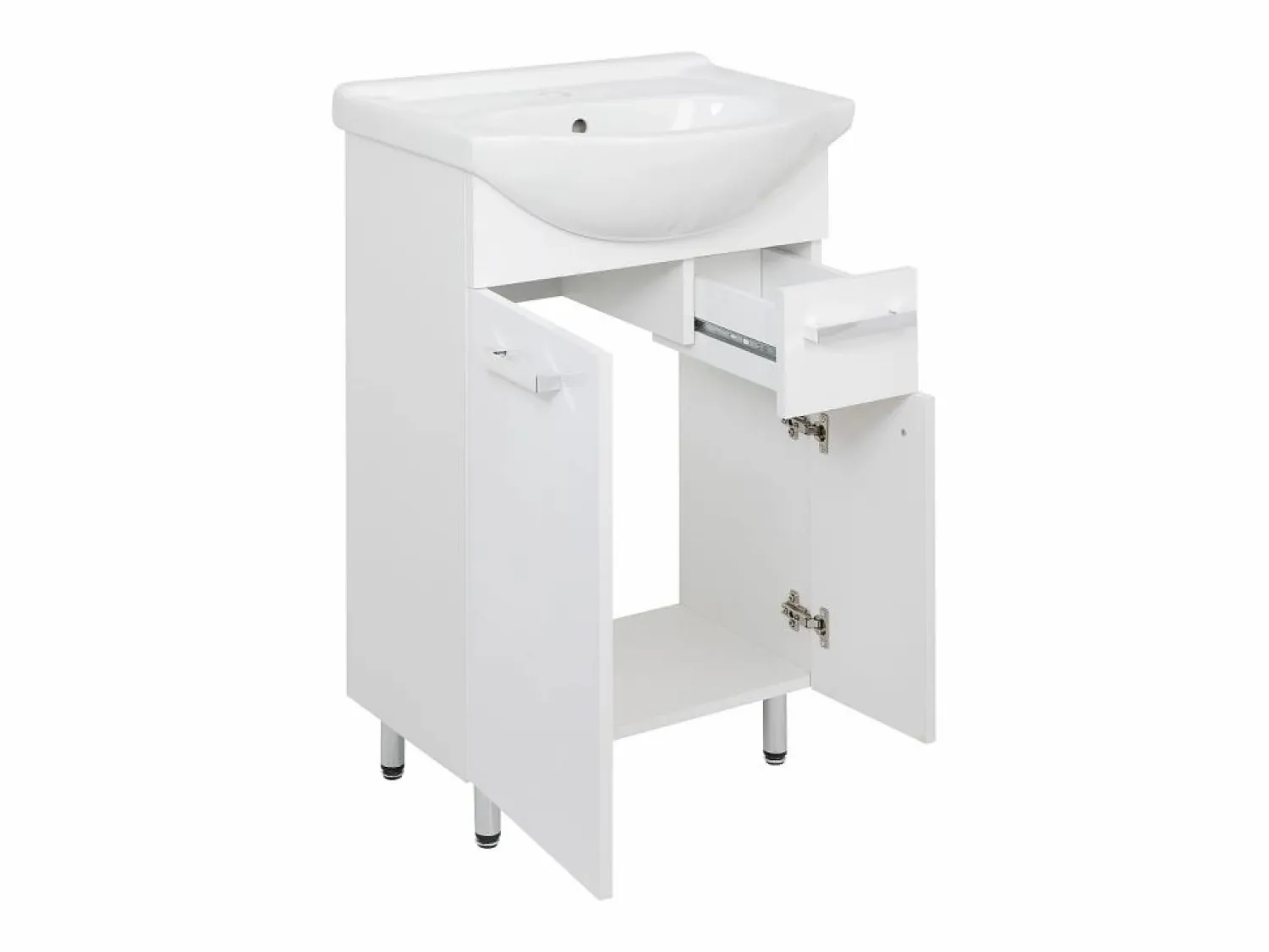 Outlet Conjunto para baño de pie 55 cm Armario con lavabo Columna 50 cm Cómoda Armario superior Lupo Conjunto De Baño