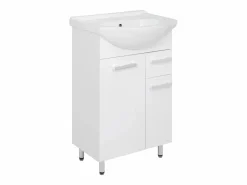 Outlet Conjunto para baño de pie 55 cm Armario con lavabo Columna 50 cm Cómoda Armario superior Lupo Conjunto De Baño