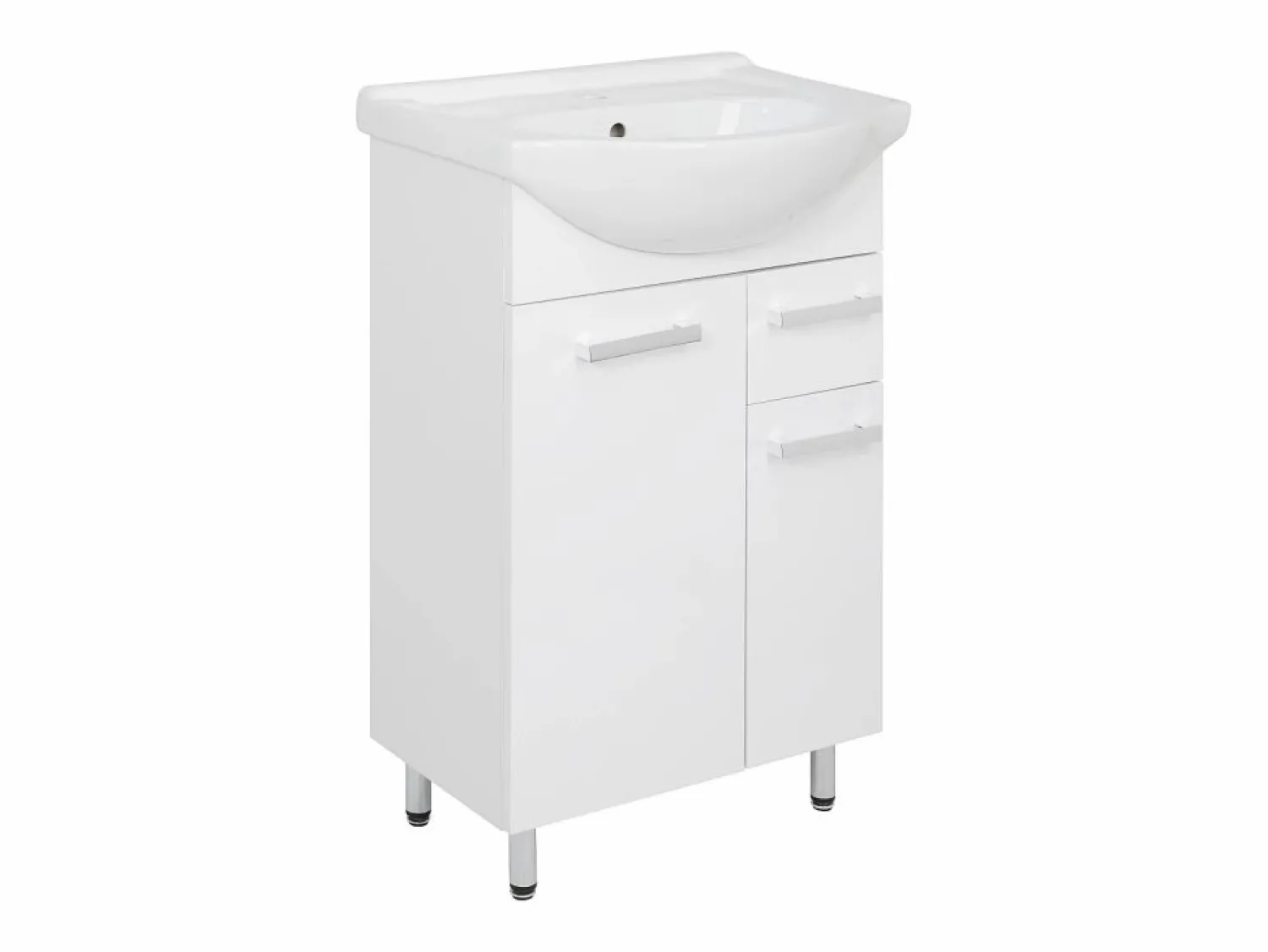 Outlet Conjunto para baño de pie 55 cm Armario con lavabo Columna 50 cm Cómoda Armario superior Lupo Conjunto De Baño