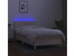 New Conjunto Boxspring - 90x190 cm + colchón y LED tela ES607032 Cama Continental Boxspring