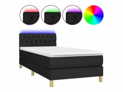 Discount Conjunto Boxspring - 100x200 cm + colchón LED tela ES208166 Negro