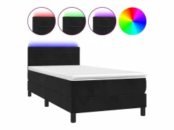 New Conjunto Boxspring - 80x200 cm colchón y LED terciopelo ES606301 Negro