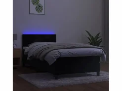 New Conjunto Boxspring - 80x200 cm colchón y LED terciopelo ES606301 Negro