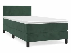 Conjunto Boxspring - 90x200 cm + Somieres + colchón terciopelo oscuro ES38178