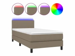 Sale Conjunto Boxspring - 90x190 cm + colchón LED tela gris taupe ES726627 Topo
