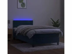 Discount Conjunto Boxspring - 80x200 cm colchón y LED terciopelo oscuro ES432816 Cama Continental Boxspring
