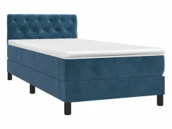 Discount Conjunto Boxspring - 80x200 cm + Somieres + colchón + LED terciopelo oscuro ES43512 Azul