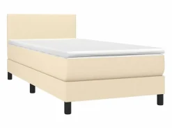 New Conjunto Boxspring - 90x200 cm + Somieres + colchón + LED tela ES44949 Crema