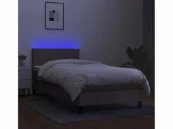 Conjunto Boxspring - 90x200 cm + colchón LED tela gris taupe ES791611 Topo