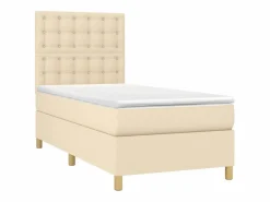 Hot Conjunto Boxspring - 80x200 cm colchón y luces LED tela ES472618 Crema
