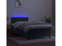 Online Conjunto Boxspring - 90x200 cm + Somieres + colchón + LED terciopelo oscuro ES42327 Verde